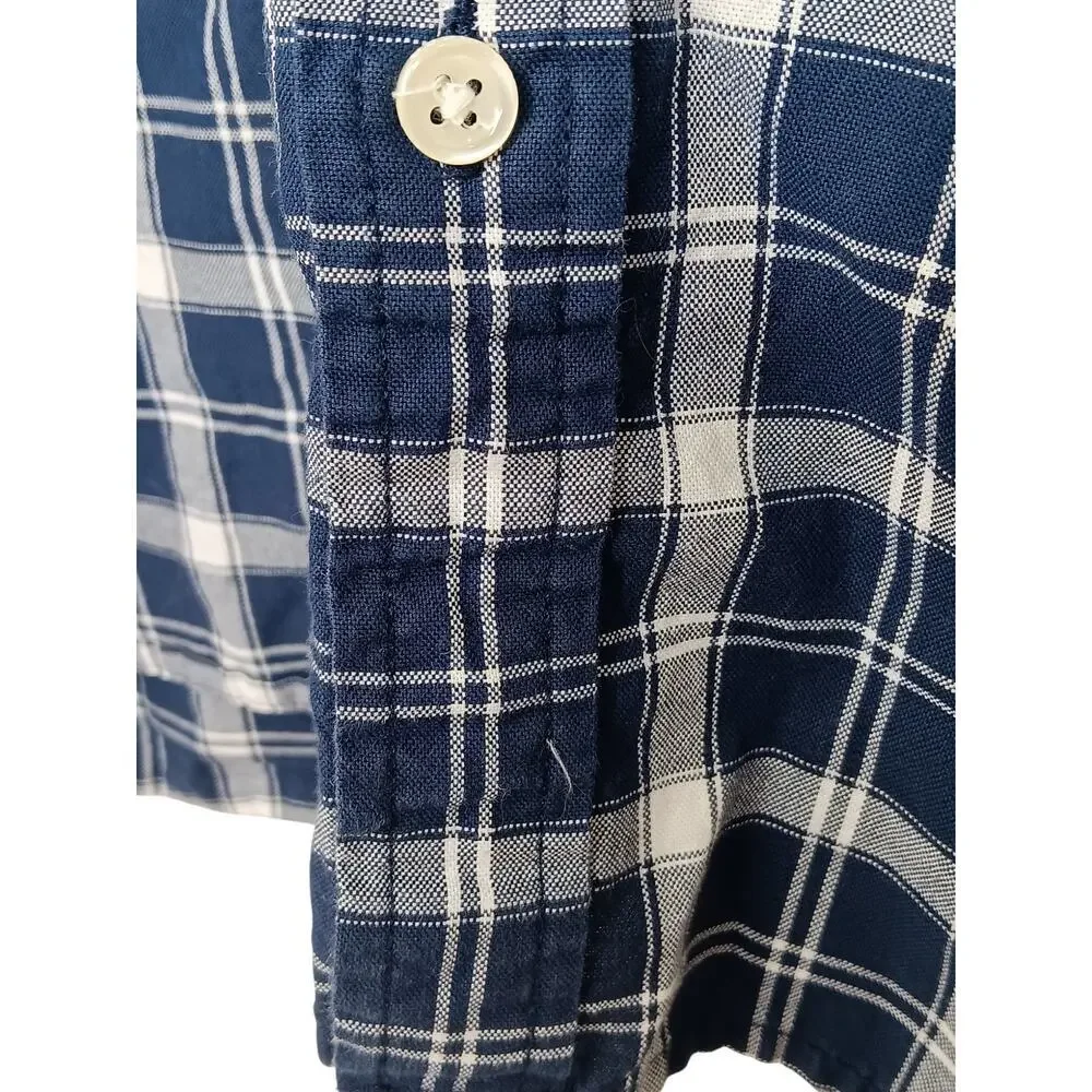 Tommy Hilfiger XXL Custom Fit Blue White Plaid Button Down Shirt Cotton Casual - Picture 8 of 16